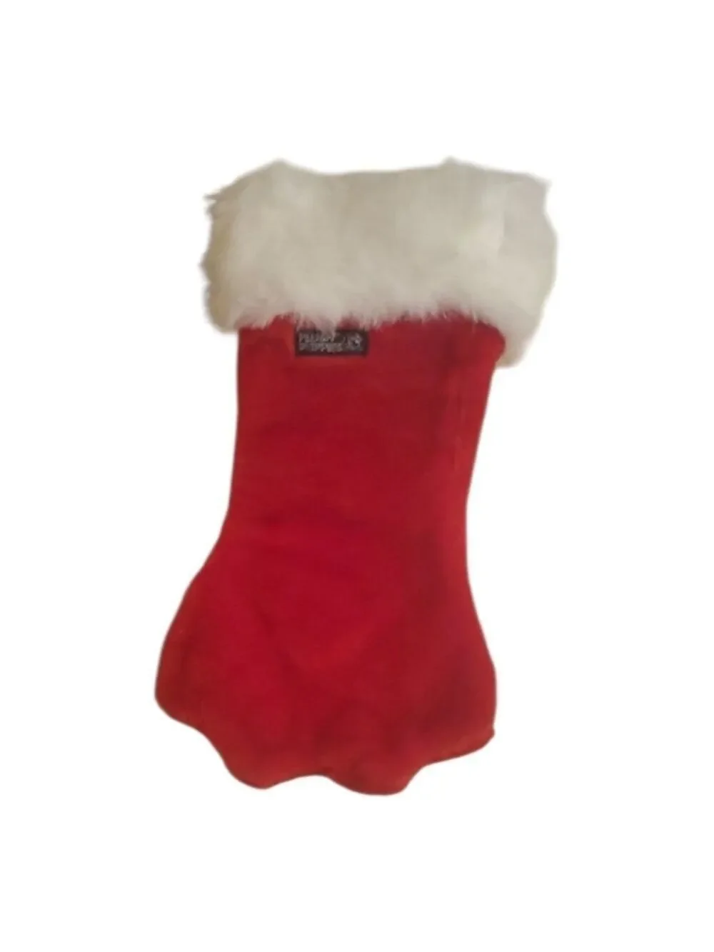 Dog Christmas stocking Plush Pet Dog Holiday Red Green Faux Fur Paw Shape